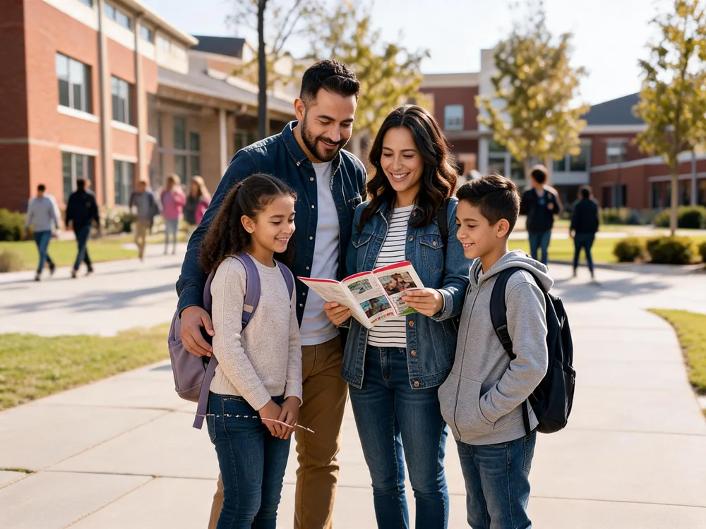 Family exploring education options together